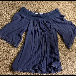 Off the shoulder, long sleeve blouse